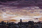 Wschód słońca - Pocztówka z Kościana  (akryl 35x15 cm)