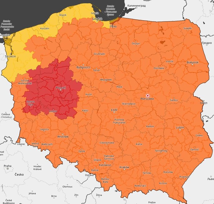 Zagrożenie upałami: 19 sierpnia 2022 r. Powiat kościański: zagrożenie 3 stopnia.
