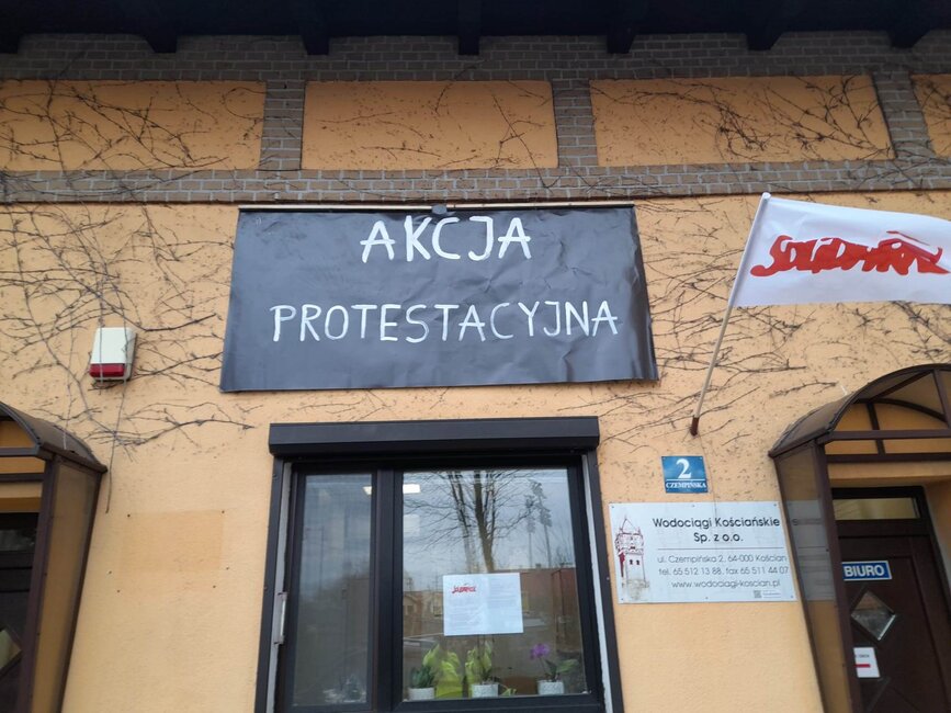 Protestują także związki zawodowe z miejskiej spółki Wodociągi Kościańskie