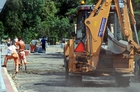 Lipiec 2009 - sezon remontów drogowych w Kościanie w pełni. Na zdjęciu budowa nawierzchni na ul. Dąbrowskiego. <br>Fot. Bogdan Ludowicz