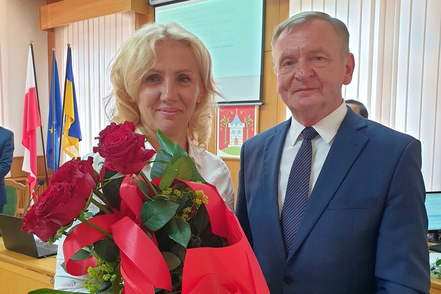 Małgorzata Adamczak i przewodniczący rady Wiesław Kasperski 
