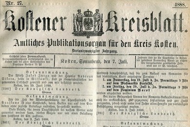 XIX-wieczne ogłoszenia prasowe z Kościana