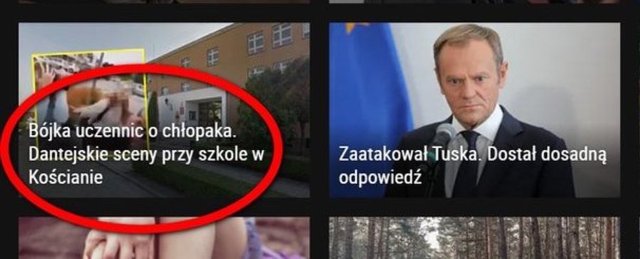 Nagranie omawiały lokalne, regionalne i ogólnopolskie media. Na zdjęciu fragment strony startowej portalu Wirtualna Polska z 18 października 2021 r.