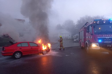 Zapaliła się skoda